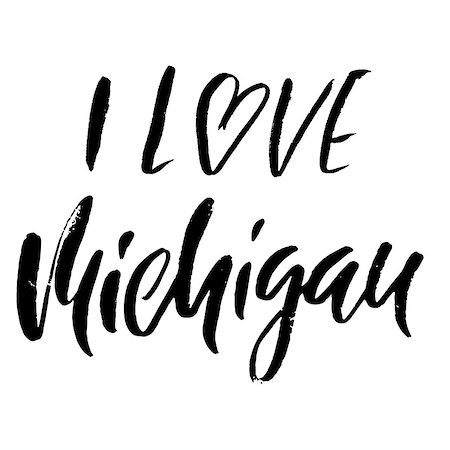 rtyt01 (artist) - I love Michigan. Modern dry brush lettering. Retro typography print. Vector handwritten inscription. USA state Photographie de stock - Aubaine LD & Abonnement, Code: 400-09069587