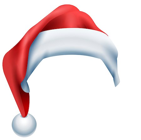 simsearch:400-08409193,k - Red hat santa isolated on white background. Christmas accessory. Vector cartoon illustration Fotografie stock - Microstock e Abbonamento, Codice: 400-09069633