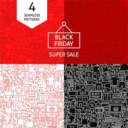 simsearch:400-04215457,k - Line Black Friday Patterns. Four Vector Sale Backgrounds. Foto de stock - Super Valor sin royalties y Suscripción, Código: 400-09069696
