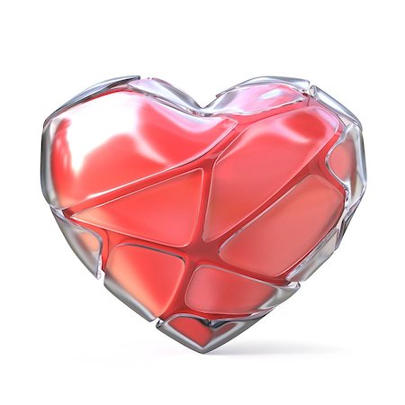 simsearch:400-08980419,k - Red heart with broken iced shell. 3D render illustration isolated on white background Stock Photo - Budget Royalty-Free & Subscription, Code: 400-09069952