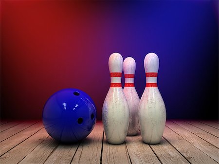 simsearch:400-05163136,k - Bowling ball and pins background 3d illustration Stockbilder - Microstock & Abonnement, Bildnummer: 400-09062807