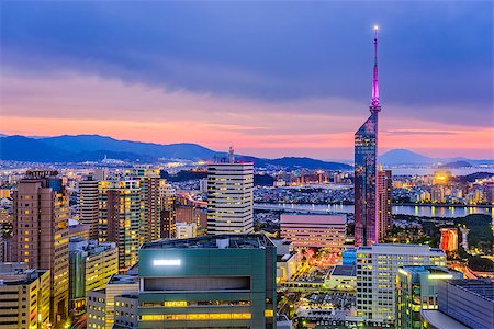 simsearch:400-06640466,k - Fukuoka, Japan downtown city skyline. Stock Photo - Budget Royalty-Free & Subscription, Code: 400-09062877