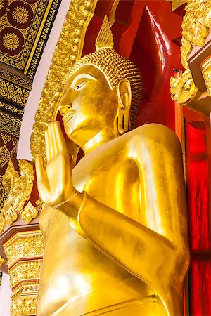 Golden Buddha statue in the church, Thailand Stock Photo - Budget Royalty-Free & Subscription, Code: 400-09062918