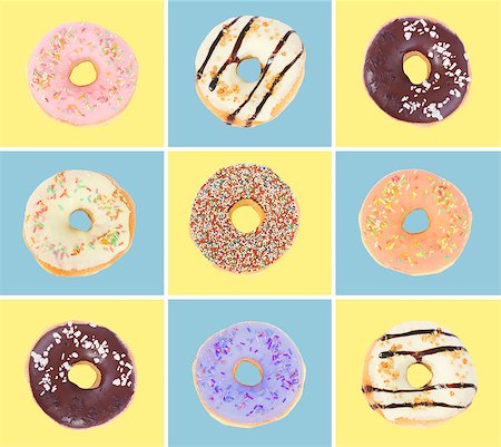 simsearch:400-06524508,k - set of doughnuts, flat lay mininmal style Stock Photo - Budget Royalty-Free & Subscription, Code: 400-09062961