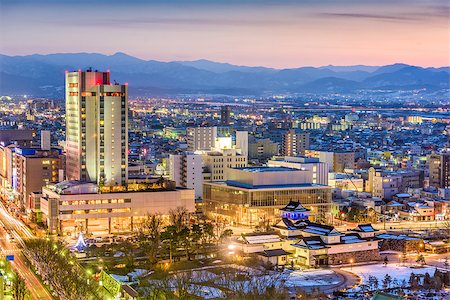 simsearch:400-08114963,k - Toyama, Japan downtown city skyline. Stockbilder - Microstock & Abonnement, Bildnummer: 400-09063005