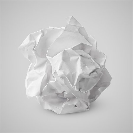 simsearch:400-04909063,k - Sheet of crumpled white paper ball on gray background. Screwed up paper ball with clipping path Foto de stock - Super Valor sin royalties y Suscripción, Código: 400-09063114