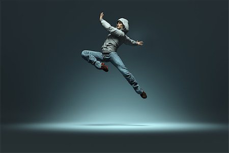 simsearch:400-07481076,k - Hip hop dancer jumping and performing some of his dance. This is a 3d render illustration Photographie de stock - Aubaine LD & Abonnement, Code: 400-09063185