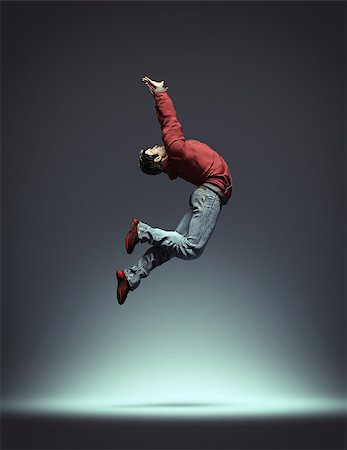 simsearch:400-07481076,k - Hip hop dancer jumping and performing some of his dance. This is a 3d render illustration Photographie de stock - Aubaine LD & Abonnement, Code: 400-09063186