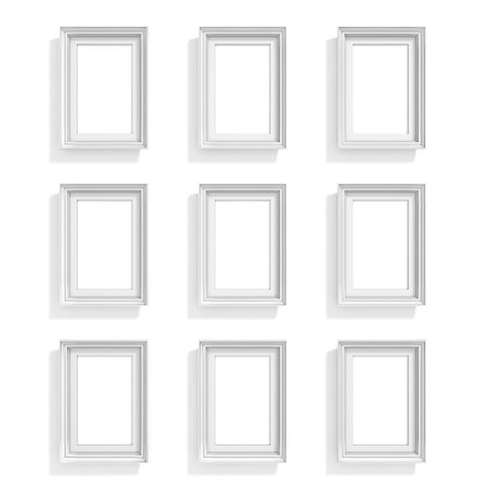 simsearch:400-08621223,k - Blank picture frames. Website background template. Composition set isolated on white background Stock Photo - Budget Royalty-Free & Subscription, Code: 400-09063427