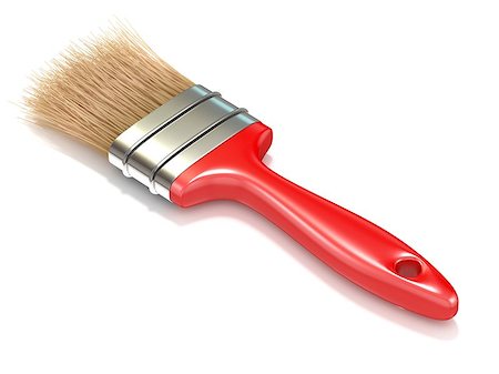 simsearch:400-08796801,k - Red paintbrush, back view. 3D render illustration isolated on white background Stockbilder - Microstock & Abonnement, Bildnummer: 400-09063420