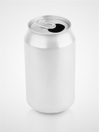 simsearch:400-08293393,k - Opened empty 330 ml aluminum soda drink can on gray background with clipping path Stock Photo - Budget Royalty-Free & Subscription, Code: 400-09063460