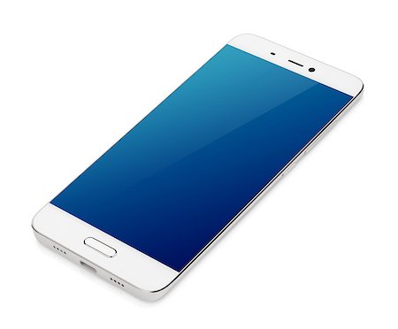 simsearch:400-07293028,k - Modern white smartphone with blue screen lying isolated on white background. Smart phone with clipping path Photographie de stock - Aubaine LD & Abonnement, Code: 400-09063505