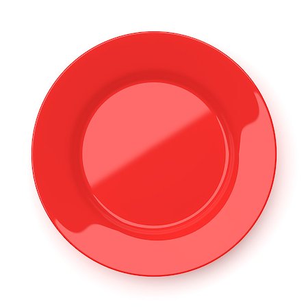 simsearch:400-07053389,k - Empty red ceramic round plate isolated on white background Stock Photo - Budget Royalty-Free & Subscription, Code: 400-09063760