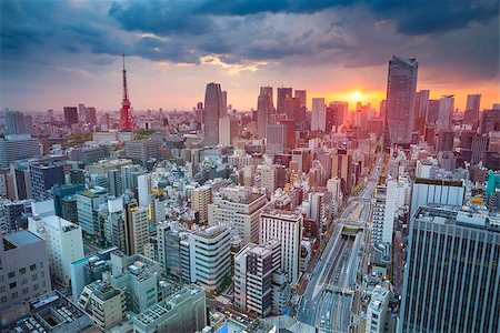 simsearch:400-08694452,k - Cityscape image of Tokyo, Japan during sunset. Foto de stock - Super Valor sin royalties y Suscripción, Código: 400-09079867