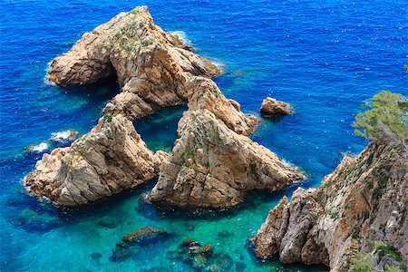simsearch:400-08887977,k - Summer sea rocky coast landscape (Spain). View from above. Foto de stock - Super Valor sin royalties y Suscripción, Código: 400-09070037