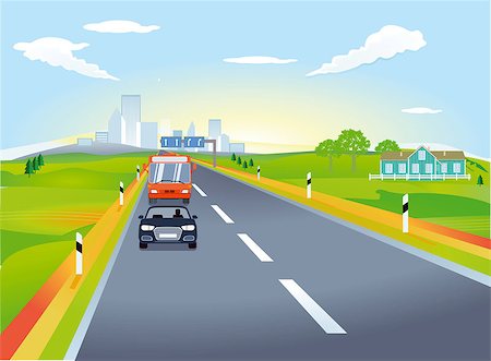 Highway with car traffic, illustration Photographie de stock - Aubaine LD & Abonnement, Code: 400-09070330