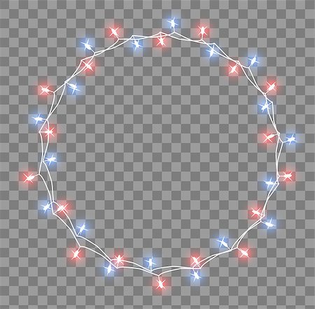 simsearch:400-09095404,k - Glowing garland with small lamps. Garlands Christmas decorations lights effects. Glowing lights Garlands Xmas Holiday greeting card design. Vector illustration, clipart Fotografie stock - Microstock e Abbonamento, Codice: 400-09070365