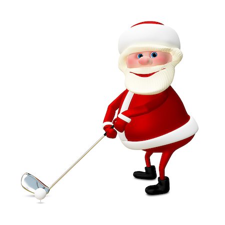 family stick figures - 3D Illustration of Santa Claus Golfer on White Background Stock Photo - Budget Royalty-Free & Subscription, Code: 400-09070394