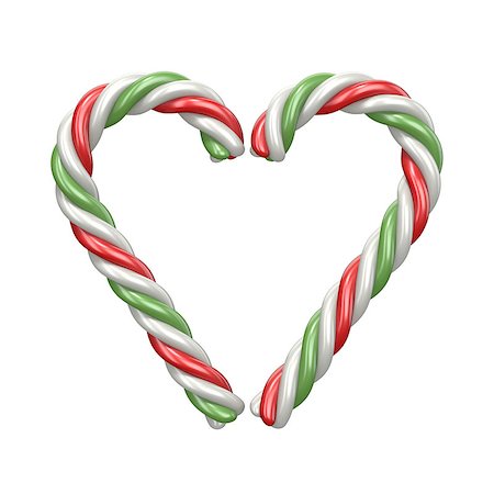 simsearch:400-04271654,k - Christmas decoration heart made of candy canes 3D render illustration isolated on white background Photographie de stock - Aubaine LD & Abonnement, Code: 400-09070554