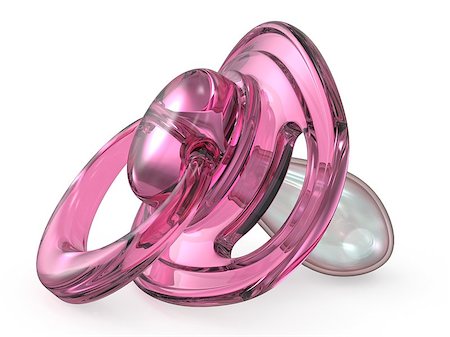 pacifier icon - Pink baby pacifier side view 3D render illustration isolated on white background Stock Photo - Budget Royalty-Free & Subscription, Code: 400-09070558