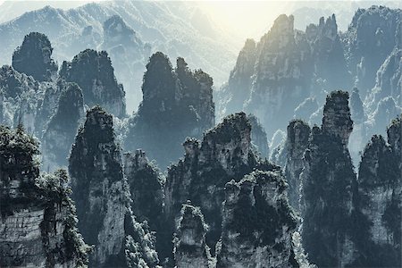 east cliff - Zhangjiajie Forest Park at sunrise time. China. Stock Photo - Budget Royalty-Free & Subscription, Code: 400-09070594