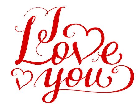 simsearch:400-09170979,k - I love you handwritten calligraphy text for day of saint valentine. Declaration of love. Isolated on white vector illustration Stockbilder - Microstock & Abonnement, Bildnummer: 400-09070689