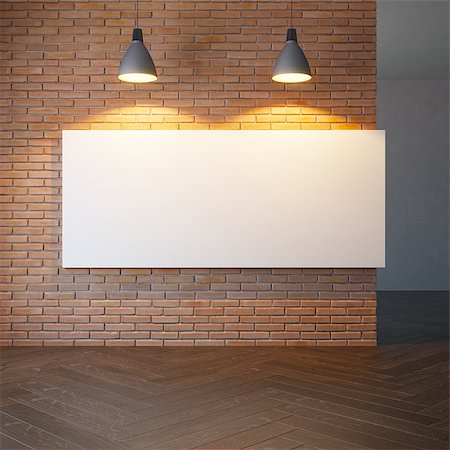 blank picture on the brick wall, 3d rendering Stock Photo - Budget Royalty-Free & Subscription, Code: 400-09070745