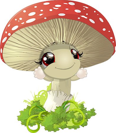 beautiful mushroom amanita with red cap and white dots Foto de stock - Royalty-Free Super Valor e Assinatura, Número: 400-09084042