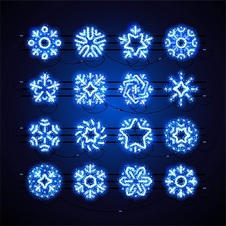 Set of blue Christmas neon snowflakes with magic glitter makes it quick and easy to customize your holiday projects. Used neon vector brushes included. Stock Photo - Budget Royalty-Free & Subscription, Code: 400-09084093