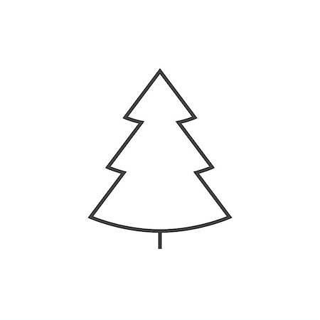 simsearch:400-09084472,k - Christmass tree line icon on white background Stock Photo - Budget Royalty-Free & Subscription, Code: 400-09084219