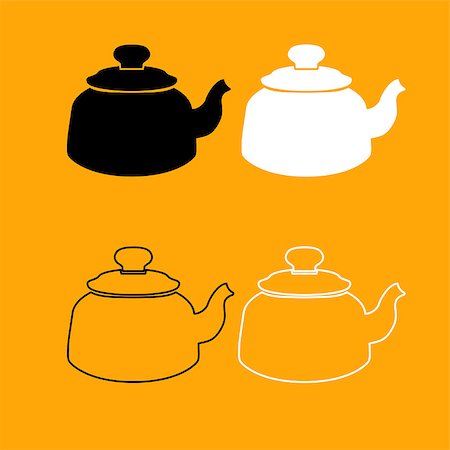 simsearch:400-05311347,k - Teapot it is black and white set icon. Stock Photo - Budget Royalty-Free & Subscription, Code: 400-09084274