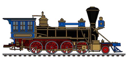 Hand drawing of a vintage american wild west steam locomotive Stock Photo - Budget Royalty-Free & Subscription, Code: 400-09084326