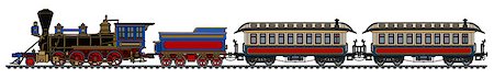 simsearch:400-08338640,k - Hand drawing of a vintage american wild west steam passenger train Fotografie stock - Microstock e Abbonamento, Codice: 400-09084339