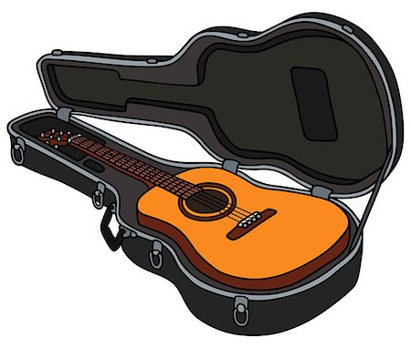 people guitar case - Hand drawing of the accoustic guitar in a black hard case Stock Photo - Budget Royalty-Free & Subscription, Code: 400-09084599