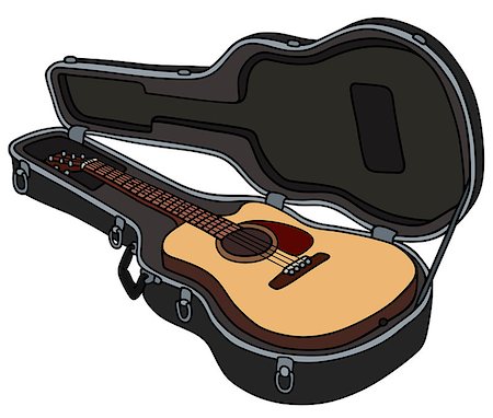 people guitar case - Hand drawing of the accoustic guitar in a black hard case Stock Photo - Budget Royalty-Free & Subscription, Code: 400-09084600