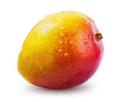 Ripe mango with water drops isolated on white background. Clipping Path included. Stock Photo - Budget Royalty-Free & Subscription, Code: 400-09084677