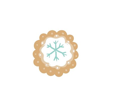 simsearch:400-05746007,k - Hand drawn vector abstract fun Merry Christmas time cartoon illustration card with baked gingerbread cookie round shape isolated on white background. Stockbilder - Microstock & Abonnement, Bildnummer: 400-09084983