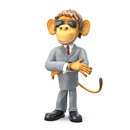 simsearch:400-09085104,k - 3D Illustration Monkey Boss on White Background Stockbilder - Microstock & Abonnement, Bildnummer: 400-09085031
