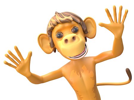 simsearch:400-07314532,k - 3D Illustration of a Jolly Monkey on White Background Stock Photo - Budget Royalty-Free & Subscription, Code: 400-09085032
