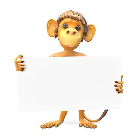 simsearch:400-07314532,k - 3D Illustration of a Monkey with a White Background on White Background Stock Photo - Budget Royalty-Free & Subscription, Code: 400-09085033