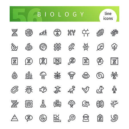 Set of 56 biology line icons suitable for web, infographics and apps. Isolated on white background. Clipping paths included. Stock Photo - Budget Royalty-Free & Subscription, Code: 400-09085152