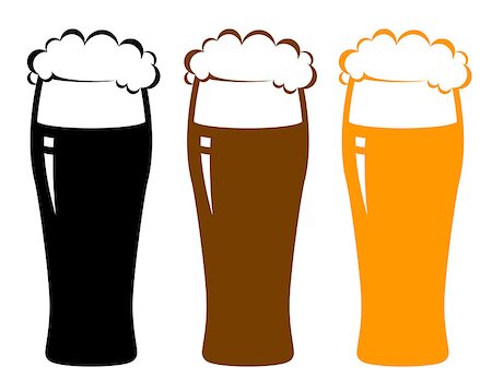 colorful beer glasses with foam and reflection on white background Stock Photo - Budget Royalty-Free & Subscription, Code: 400-09088235