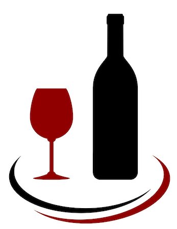 simsearch:400-07981098,k - black wine bottle and red glass icon with decorative line Fotografie stock - Microstock e Abbonamento, Codice: 400-09088242