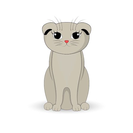 simsearch:400-07979130,k - gray cat sitting up. Cartoon mascot. Isolated illustration on white background. Foto de stock - Super Valor sin royalties y Suscripción, Código: 400-09088342