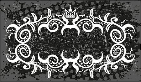 Black and white floral frame with crown Foto de stock - Super Valor sin royalties y Suscripción, Código: 400-09088397