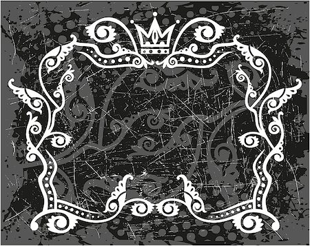 Black and white floral frame with crown Foto de stock - Super Valor sin royalties y Suscripción, Código: 400-09088398
