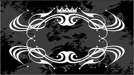 Black and white floral frame with crown Foto de stock - Super Valor sin royalties y Suscripción, Código: 400-09088392
