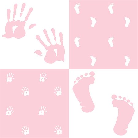 baby girl, handprint, footprint, vector set Fotografie stock - Microstock e Abbonamento, Codice: 400-09088450