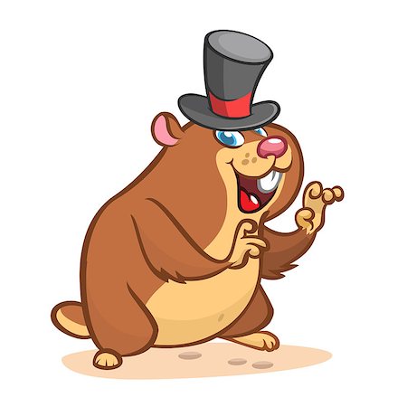 simsearch:400-04665876,k - Cartoon cute groundhog in hat. Groundhog day illustration Foto de stock - Super Valor sin royalties y Suscripción, Código: 400-09088518