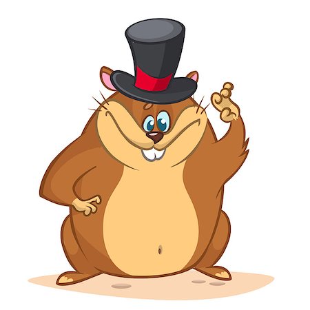 simsearch:400-08933060,k - Happy cartoon groundhog on his day with mayor hat. Vector illustration with cute marmot mascot character waving. Happy Groundhog Day Theme Foto de stock - Super Valor sin royalties y Suscripción, Código: 400-09088520